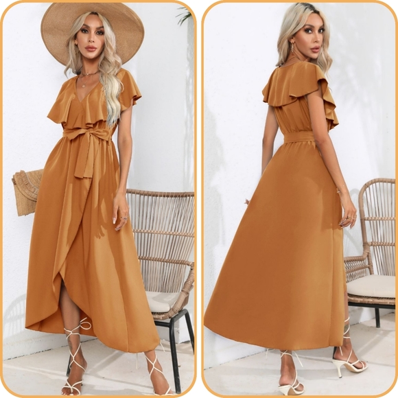 Ivory Ruffled Tied Midi Dress - Picture 11 of 13